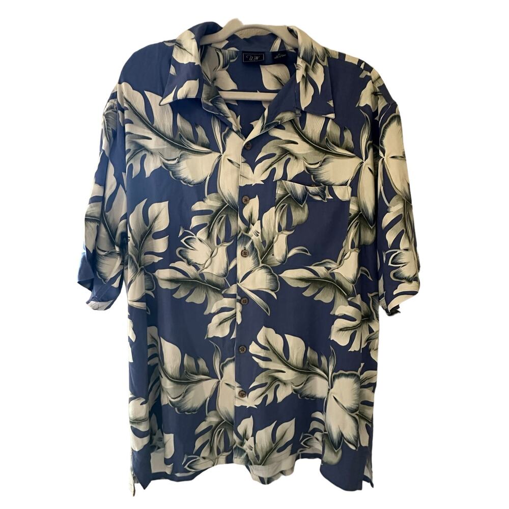 WfF | Size XL Hula Shirt 100% Silk Tropical Vacation Travel Coastal Lightweight